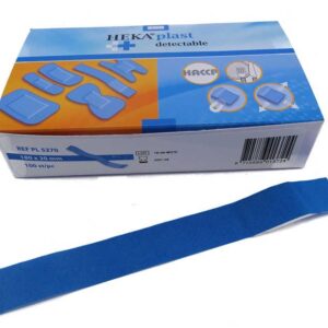 Lange textiel detectiepleisters 100 stuks (blauw) 18cm