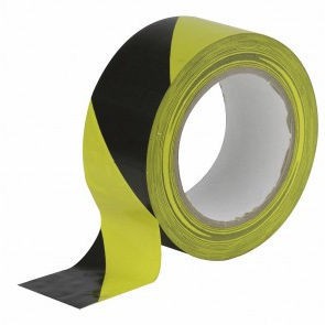 Markeringstape geel/zwart 50mm rol a 33 meter