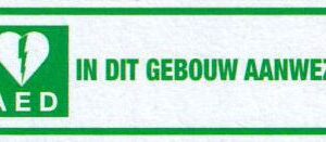 Sticker AED in dit gebouw aanwezig