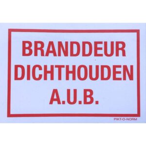 sticker branddeur dichthouden AUB 100x70mm