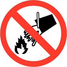 Sticker niet blussen met water 200mm (emmer)