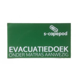 Stickers evacuatiedoek onder matras aanwezig