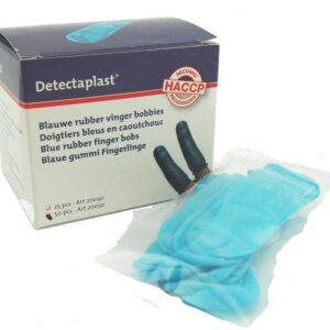 Vingercondoom blauw rubber 50 stuks in doosje