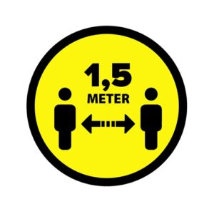 Vloersticker 1,5 meter afstand geel/zwart Ø300mm