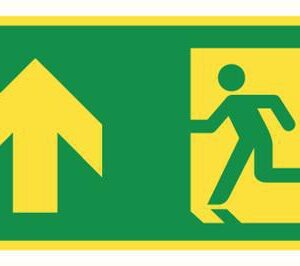 Vluchtweg rechtdoor naschijnend 300x150mm pijl links